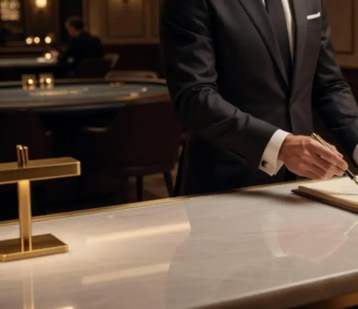 Concierge reservation desk prepared for card lounge and fine dining bookings